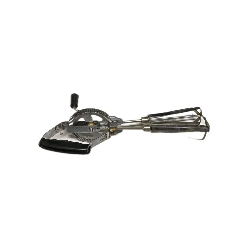 Vintage Black & Silver Stainless Steel Mid Century Hand Mixer Rare